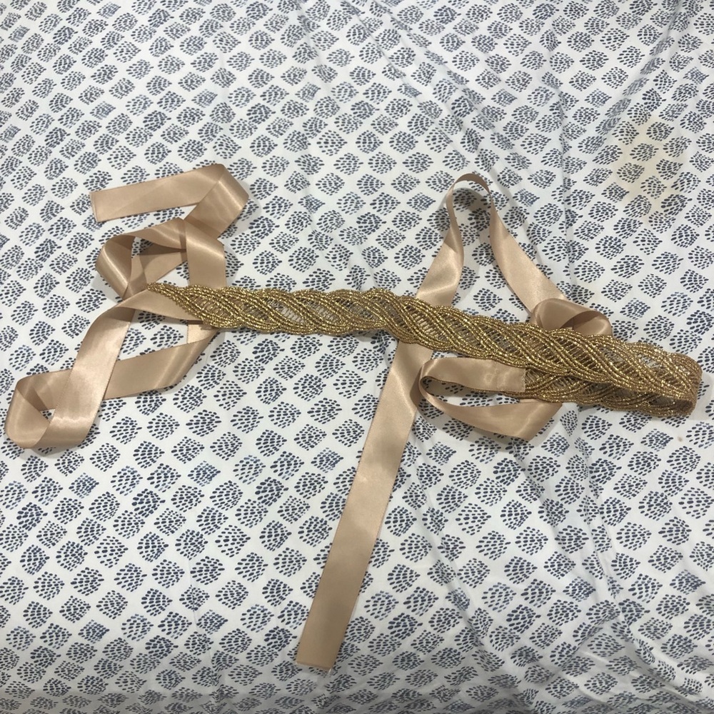 Sparkly golden bridal sash from Etsy